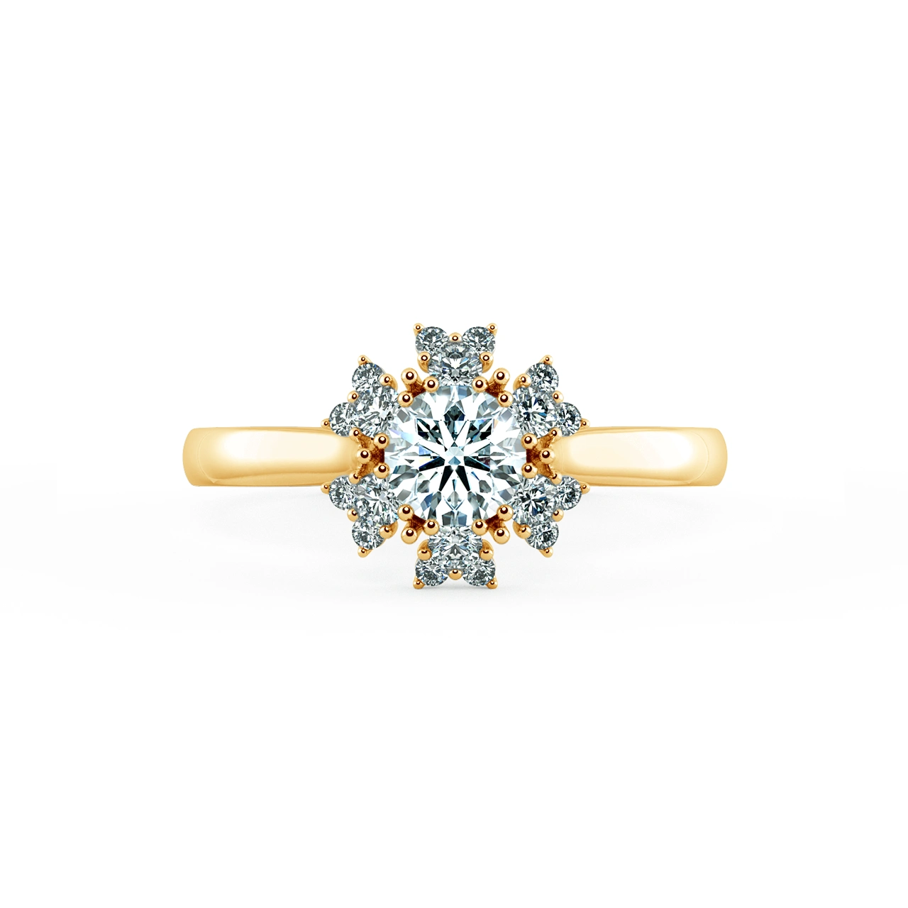 Apricot Blossom Halo engagement Ring with shiny Band NCH2002 2